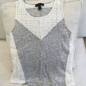 J. Crew Gray and White Lacy Tank, Size XS